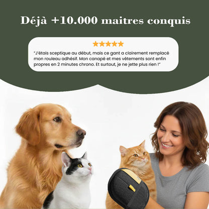Gants Anti-Poils Réutilisables Pour Chiens et Chats - Nettoyage facile et rapide